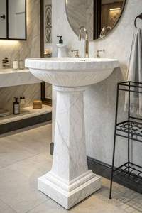 Lavabo sur pied en marbre avec égouttoir, design vertical moderne pour usage en entrepôt - Product Image 3