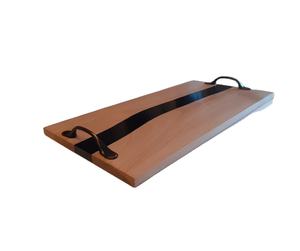 Joli plateau de nourriture bois d'acacia et résine cadeau de mariage royal plateau de service de nourriture avec poignée en métal fournitures de restaurant et d'hôtel d'usine - Product Image 6