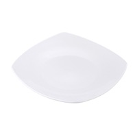 Assiette carrée élégante en porcelaine blanche pure, motif Joyeux et Porte-Bonheur, plusieurs tailles, brillante, réutilisable