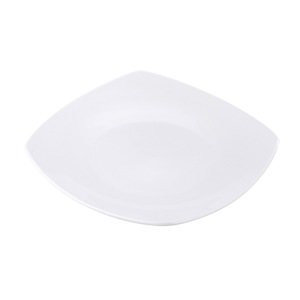 Elegant pure white ceramic square dining plate with round bottom multiple sizes smooth glossy texture Bpa-free for everyday use - Product Image 6