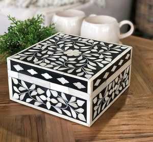 Caja de Almacenamiento de Joyas con Incrustaciones de Hueso Ecológica, Producto de Madera Hecho a Mano en India, Diseño Personalizado con Logotipo, Incrustaciones de Hueso - Product Image 4