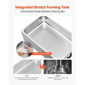 Commercial 1200W Electric Stainless Steel <b>Food</b> <b>Warmer</b> Fast <b>Heating</b> Bain Marie Three 1/3 Size Pans for Countertop Buffet - Product Image 5