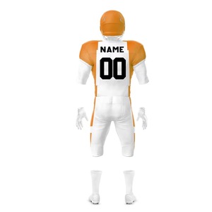 Ensemble d'uniformes de football américain personnalisés en usine – Maillot et pantalon sublimés pour équipe, anti-humidité, résistants et respirants - Product Image 3