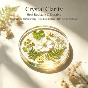 Handmade Botanical <b>Epoxy</b> Resin Coasters Real Flowers Gold Leaf Square Modern Design 10cm Diameter 5mm Thickness-REHMAN CRAFT - Product Image 1