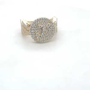 10KT Solid Gold Alphabet J <b>Ring</b> <b>with</b> Natural Diamonds 2CT G-H SI Diamond <b>Initial</b> Statement <b>Ring</b> - Product Image 3