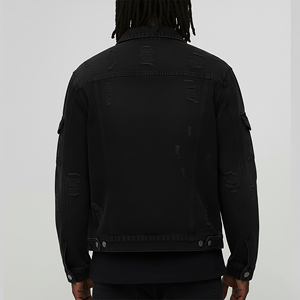 2025 New Arrived Custom Made Heavyweight Solid Color <b>Denim</b> <b>Jacket</b> Vintage Washed Loose Fit Button Closure Streetwear <b>Jacket</b> - Product Image 6