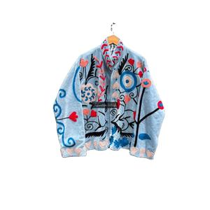 Wholesale <b>Velvet</b> Suzani Jacket Uzbek Floral Embroidery Short Unisex Jacket With Inside Lining Jacket <b>Coat</b> <b>Women's</b> Overcoat - Product Image 1