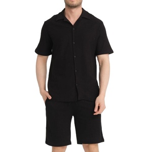 Latest Fashion <b>Button</b> <b>up</b> <b>Shirt</b> <b>Short</b> <b>Sleeve</b> Printing Summer <b>Short</b> Sets Casual Solid Color Men T-<b>shirt</b> and Breathable Cotton - Product Image 1