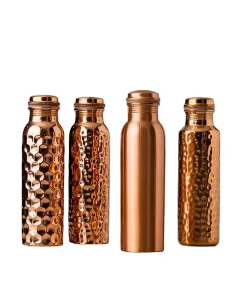 Pure Copper Customized Hammered Copper YOGA Water Bottle With Health Benefits Leak Proof