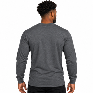 T-shirt unisexe à manches longues gris foncé Phi Beta Sigma avec motif graphique de lettres grecques blanches et bleues sur la poitrine, col rond et poignets côtelés - Product Image 2