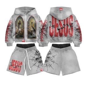 Conjunto Deportivo de Punto con Capucha para Hombre SPLENDID APPAREL, Estampado Digital, Ropa Urbana, Manga Larga, Pantalones Cortos, Poliéster, Ropa de Otoño - Product Image 1
