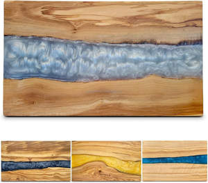 Belle planche de charcuterie en bois avec planche à découper en bois époxy en résine grise grande planche de charcuterie faite à la main par United Trade World - Product Image 5