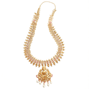 18K Gold Plated Pearl Long Necklace Set Vintage Bridal Jewelry - Product Image 2