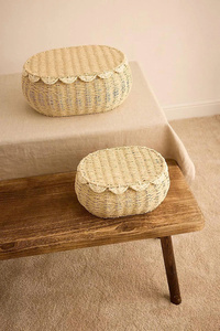 Set of 2 scalloped paper storage basket for kid, Best option for gift basket with decor for room made in Vietnam - Product Image 3