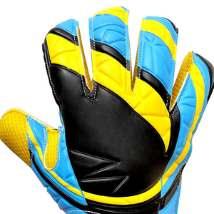 Gants de gardien de but de football professionnels jaunes et bleus en cuir PU, à doigts entiers, antidérapants, respirants, avec sangle de poignet réglable, unisexe - Product Image 5