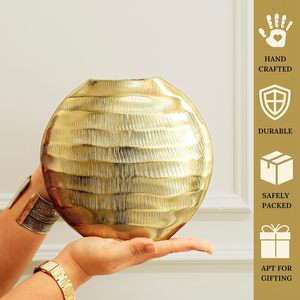 Jarrón Decorativo de Aluminio Dorado Antioxidante con Diseño de Ondas, para Decoración del Hogar, Sala de Estar, Oficina, Bodas y Festivales - Product Image 4