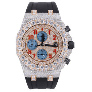 Custom Iced Out Moissanite VVS Diamond Hip Hop Premium Design <b>Men</b> Stainless Steel <b>Quartz</b> <b>Watch</b> 20mm Band Glass Dial - Product Image 1