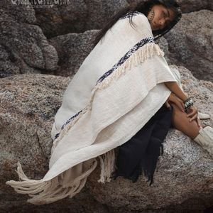 Vestido Kimono Tipo Poncho Bohemio Blanco para Mujer, Cárdigan para Festival, Túnica Hippie, Abrigo para Ceremonia, Vestido Gitano - Product Image 4