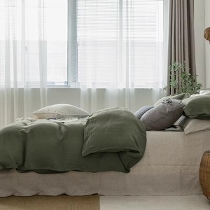 Juego de Ropa de Cama de 4 Piezas, Moderno, Liso, Color Gris Oscuro, Lino 400 Hilos, Resistente al Agua, con Detalles de Botones, Edredón Suave y Fundas de Almohada - Product Image 3