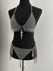Conjunto de Bikini de Malla Metálica de Acero Inoxidable, Top de Armadura Gótica para Festival, Atuendo para Fiesta Rave - Product Image 2