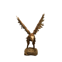 Sculpture d'aigle en racine de teck artisanale Gubuk Bali, design traditionnel, rectangulaire, pour montage au sol extérieur, décoration intérieure