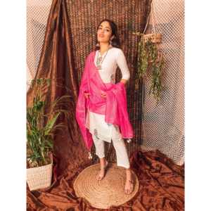 Conjunto de Traje de Satén Blanco de Algodón, Talla XS - Product Image 2