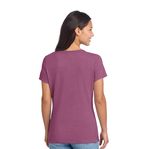 Prix d'usine – T-shirt décontracté à col en V pour femme, en jersey léger, à manches courtes – Fabricant et fournisseur de vêtements à marque privée - Product Image 4