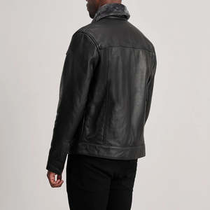 Furat Leathers Matte Brown Leather Biker <b>Jacket</b> Windproof Breathable Stand Collar Zipper Closure Customizable Men's - Product Image 4