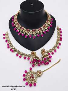 Nuevo conjunto de collar Shadow Choker con cuentas rojo rubí, chapado en oro, joyería nupcial vintage para mujer, conjuntos de joyería de moda para boda. - Product Image 3