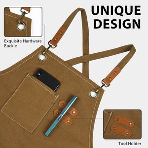 Adjustable Cross Back Heavy Duty <b>Work</b> <b>Apron</b> for Men and Women Cotton Canvas with Large Pockets Size M to XXL - Product Image 6