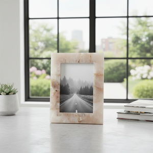 Premium Handcrafted Marble Inlay Photo <b>Frame</b> Elegant <b>White</b> Stone Floral Vine Design for Lightweight for Home Office Hotel - Product Image 2
