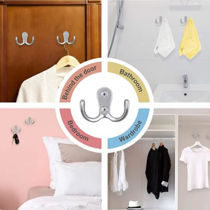 Premium Stainless Steel 5 Hook Adjustable Modern Wall Mounted Coat <b>Rack</b> Heavy Duty Towel Robe Clothes Key Holder Bathroom - Product Image 2