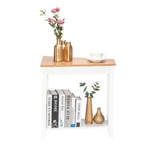 Tavolino da Salotto Semplice e Irregolare in Colore Noce Chiaro e Bianco 20,3 X 40 X 60 X 61cm per Arredamento Soggiorno - Product Image 5