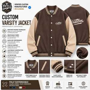 Veste universitaire pour homme la plus vendue avec col rabattable, logo frontal, fermeture boutonnée en laine/polyester, coupe-vent et chauffante pour l'hiver - Product Image 3