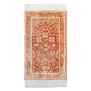 Alfombra de Oración Floral Persa Hecha a Mano, Alfombra Oriental Tradicional Decorativa, Tapete de Oración Islámico con Flecos, Decoración para el Hogar - Product Image 4