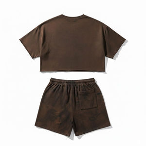 Ensemble tendance pour homme en coton 100% pour l'été, t-shirt et short assortis, respirant, look décontracté tendance pour les sorties du week-end, blanc - Product Image 2