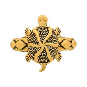 Anillo de Tortuga Chapado en Oro con Diseño de Concha Punteada para Amuleto de la Suerte Feng Shui, Joyería de Moda - Product Image 3