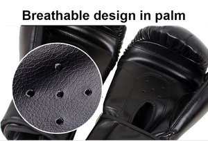 Gants de boxe personnalisés en cuir noir légers, à fermeture à lacets, pour adultes, entraînement - Product Image 3
