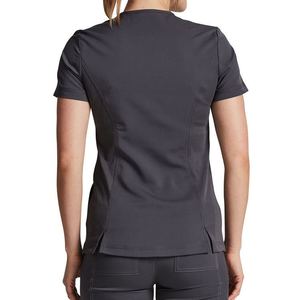 Solid Color Spandex Woven <b>Scrub</b> <b>Tops</b> with Needle Detection and Seamless Fusing Unisex Healthcare Uniform for Clinic and Hospital - Product Image 2
