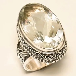 Anillo de Compromiso Boho de Plata de Ley 925 con Citrino para Mujer, Gema Amarilla Ovalada de 12x16 mm, Piedra de Nacimiento de Noviembre - Product Image 1