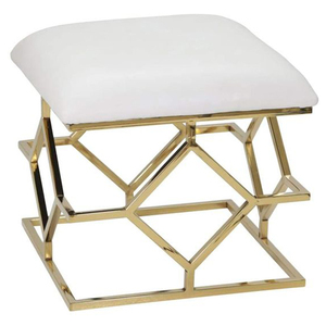 Tabouret Ottoman de Salon de Bonne Qualité à Prix Abordable, en Métal Doré en Acier Inoxydable et Tissu Noir, Idéal pour Hôtels et Mariages - Product Image 3