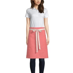 Delantal de algodón tejido para mujer, color coral, con cierre de lazo blanco, para uniforme de restaurante, camarero, barman, personal, artículo nuevo. - Product Image 1