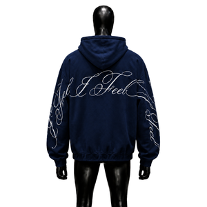 เสื้อฮู้ดซิปสีน้ำเงินกรมท่าทรงโอเวอร์ไซส์ ผ้าฝ้าย ยูนิเซ็กส์ สตรีทแวร์ ลำลอง แฟชั่นแนวเมือง เสื้อคลุมทันสมัย มีสไตล์ - Product Image 2