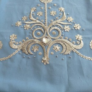 Robe longue brodée bleu clair à manches trois quarts style gypsy tissée Boohoo - Product Image 4