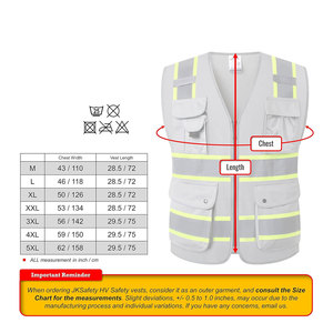Gilet de sécurité haute visibilité antistatique grande taille réfléchissant unisexe en polyester avec poches et fermeture éclair - Product Image 6