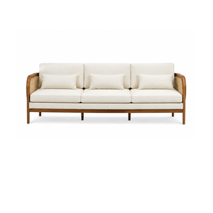 Sofá Moderno de 3 Plazas de Madera de Teca Sólida con Mimbre Tejido para Exteriores, Patio, Jardín, Hotel, Resort - Product Image 1