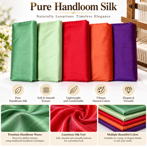 Tissu en soie tissé à la main de qualité supérieure, textile traditionnel, plusieurs couleurs, pour les saris, les vêtements et la décoration intérieure - Product Image 4