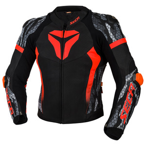 Combinaison de moto en cuir personnalisée pour homme, grande taille, longue, 2 pièces, noire et rouge, imperméable, respirante, fermeture éclair, col rond - Product Image 2