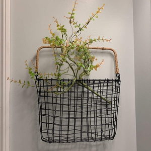 Decorative Iron Metal Wall Hanging <b>Basket</b> For Rustic Home Decor And Organized Wall Storage Display - Product Image 1