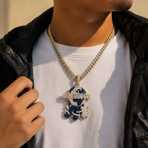 Iced Out Moissanite <b>Pendant</b> 925 Sterling Silver Hip Hop Charm Necklace Blue Gemstone Round Diamond <b>Pendants</b> - Product Image 5